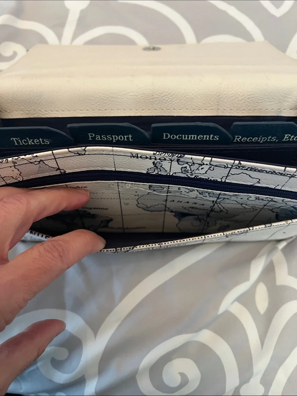 See the World Air Mail Travel Wallet - Cream with Navy Trim